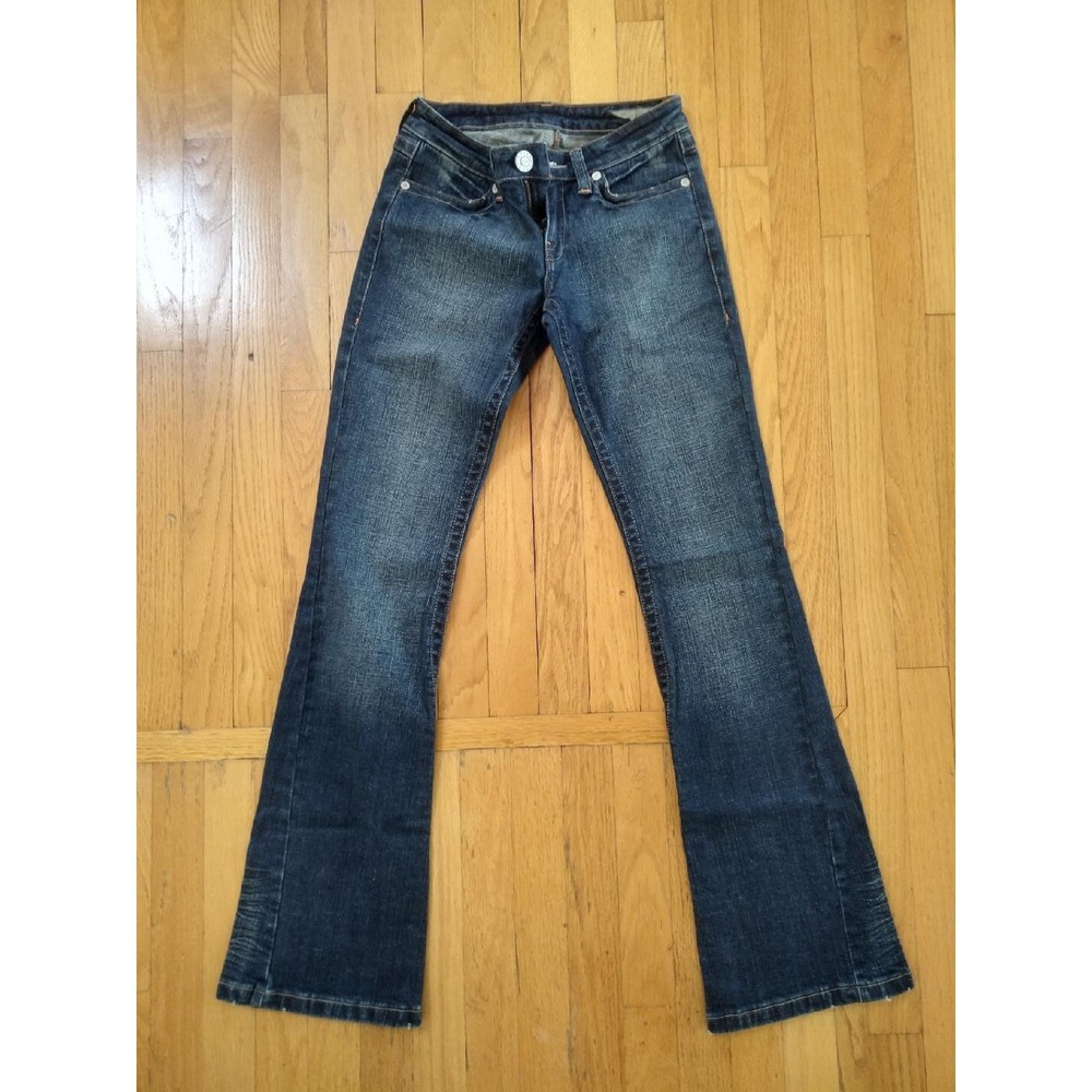 BCBGMaxazria Sophie Twisted Flare Bell Bottom Jeans Womens Dark Blue Size 0